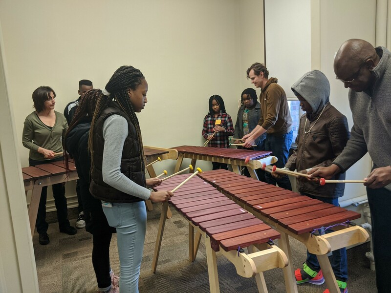 Marimba class at Sihle-Sizwe’s after-school program in Edmonton, Alberta.